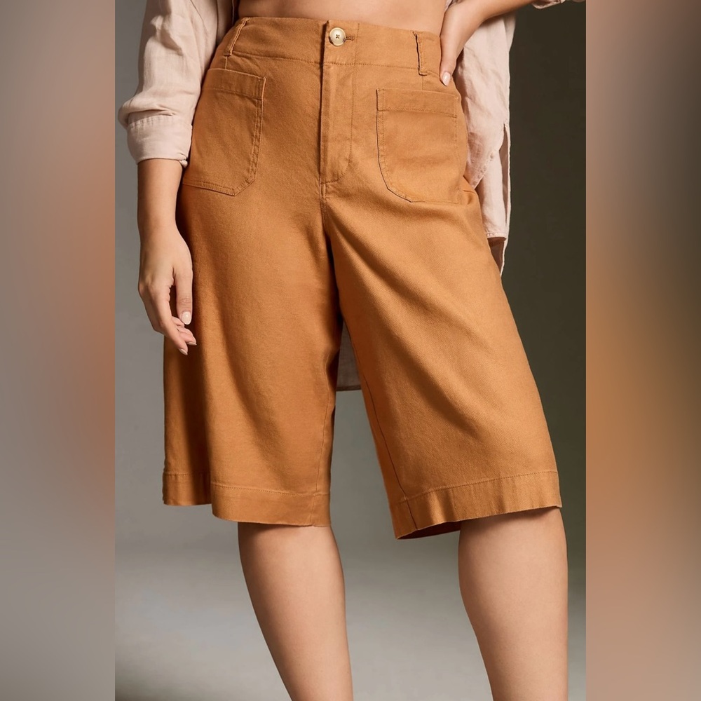 Anthropologie Maeve Collette Linen Blend Longline Shorts Size 31 Resort Boho